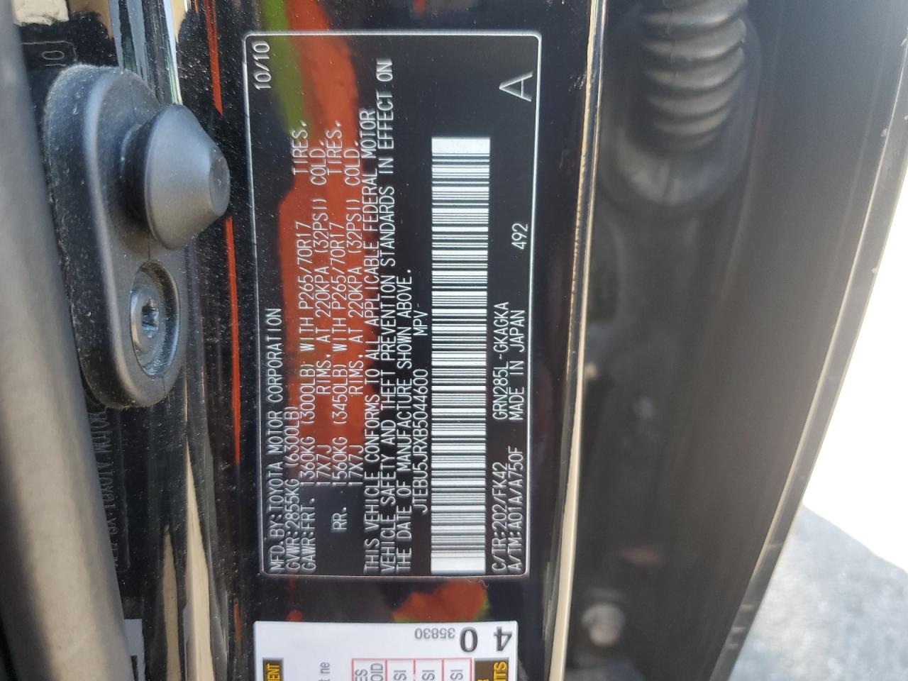 JTEBU5JRXB5044600 2011 Toyota 4Runner Sr5