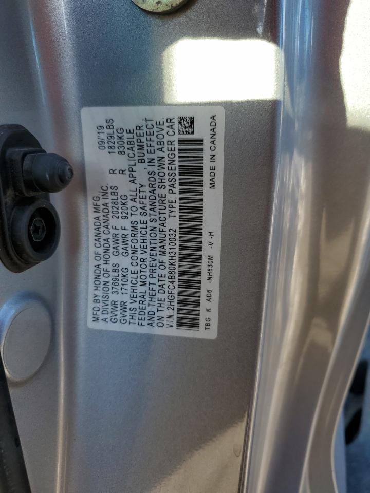 2HGFC4B80KH310032 2019 Honda Civic Sport