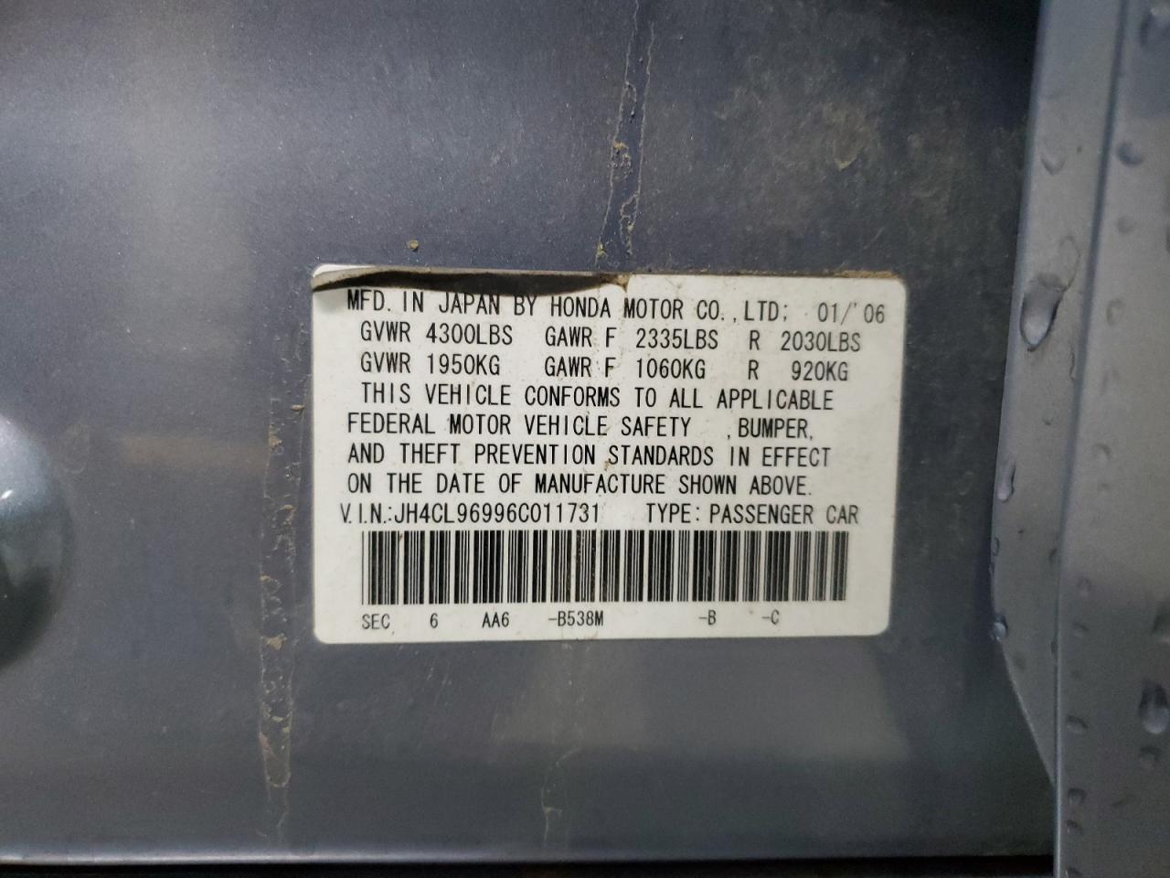 JH4CL96996C011731 2006 Acura Tsx