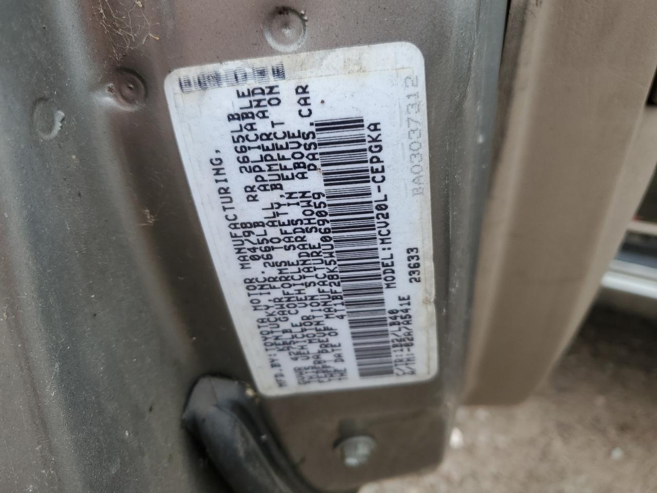 4T1BF28K5WU069059 1998 Toyota Camry Ce