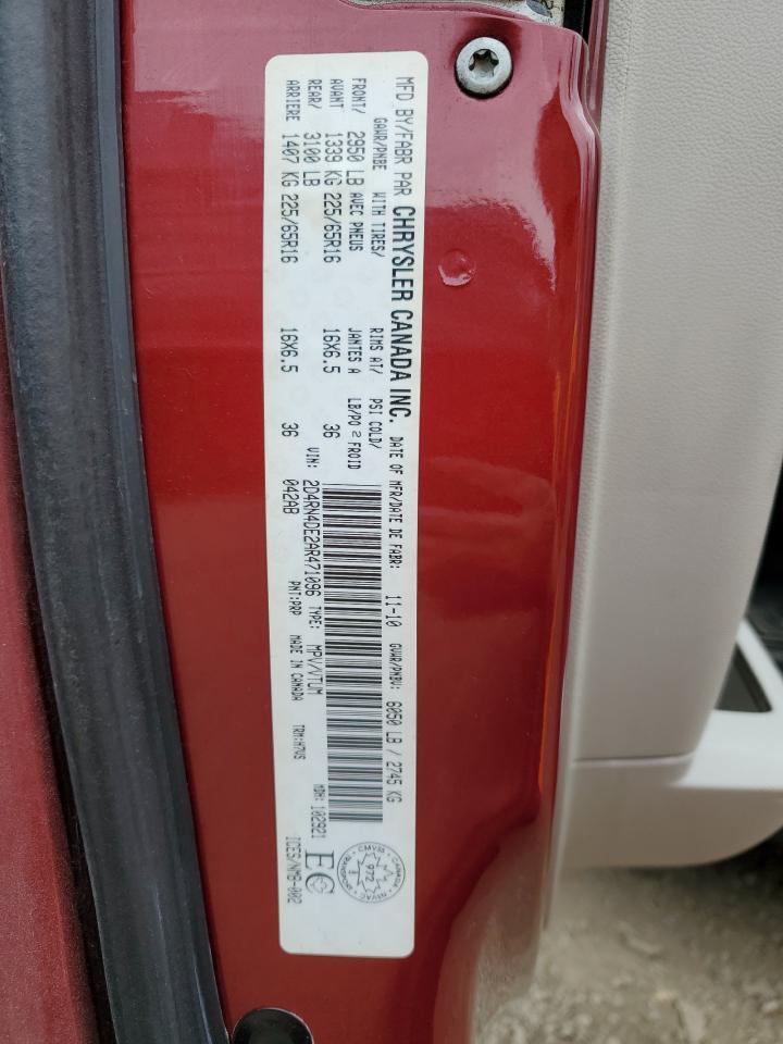 2010 Dodge Grand Caravan Se VIN: 2D4RN4DE2AR471096 Lot: 77344724