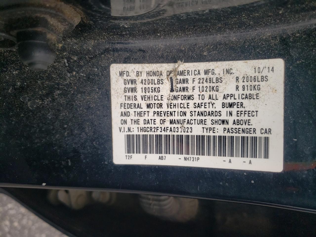 1HGCR2F34FA033023 2015 HONDA ACCORD - Image 12