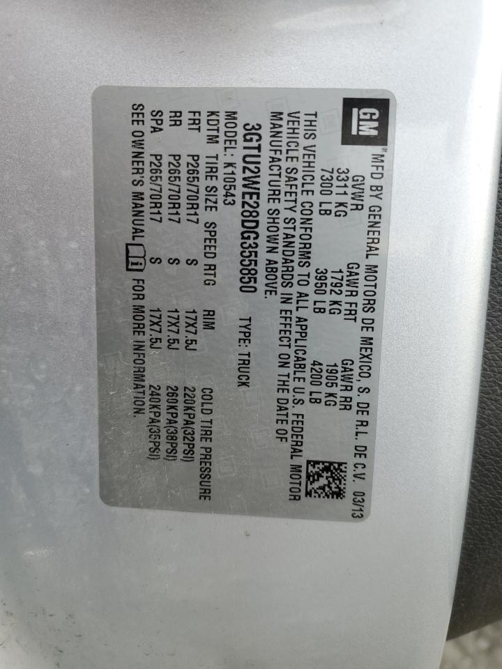 3GTU2WE28DG355850 2013 GMC Sierra K1500 Slt