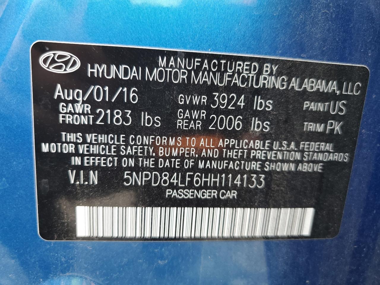 5NPD84LF6HH114133 2017 HYUNDAI ELANTRA - Image 12