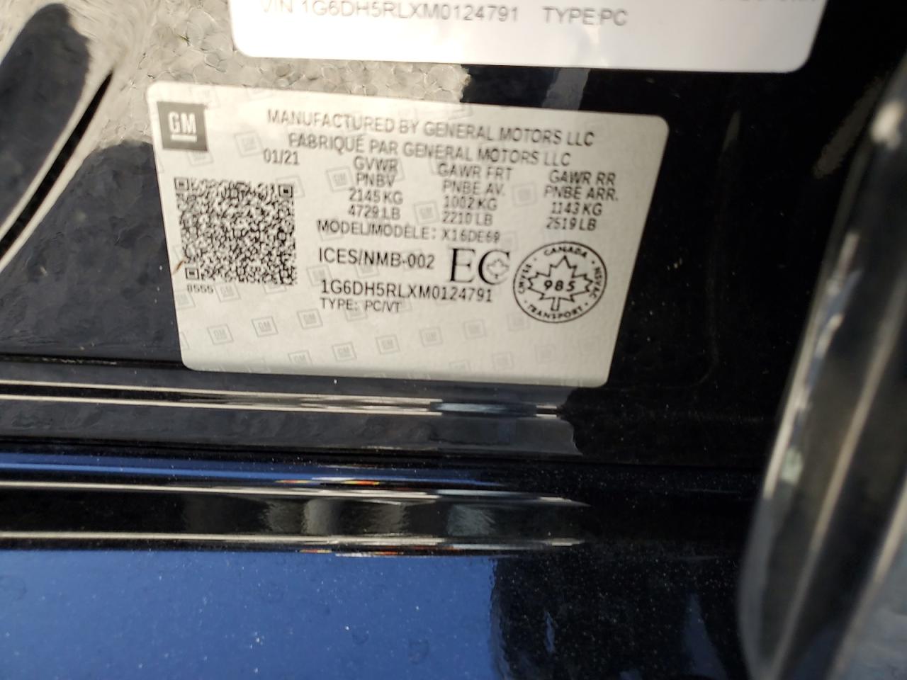 1G6DH5RLXM0124791 2021 Cadillac Ct4-V