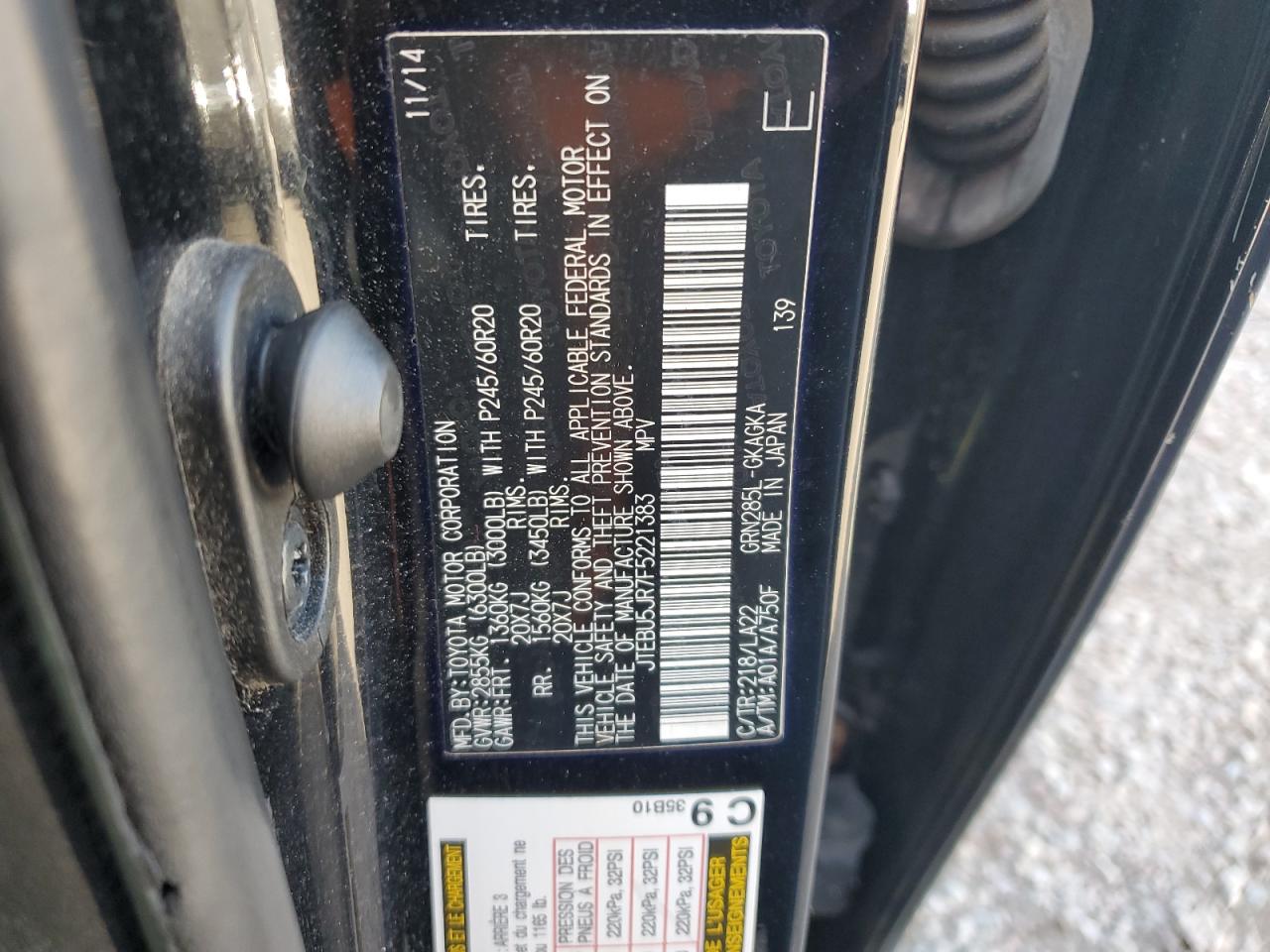 JTEBU5JR7F5221383 2015 Toyota 4Runner Sr5