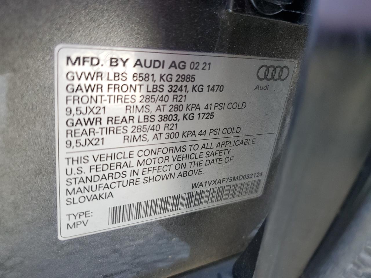 WA1VXAF75MD032124 2021 AUDI Q7 - Image 13