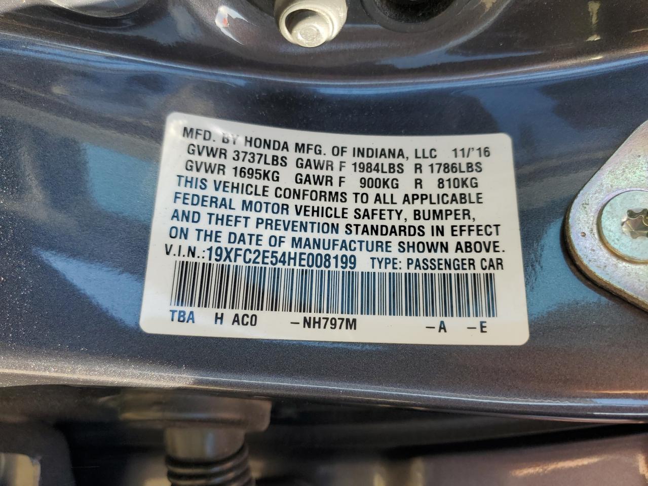 19XFC2E54HE008199 2017 Honda Civic Lx