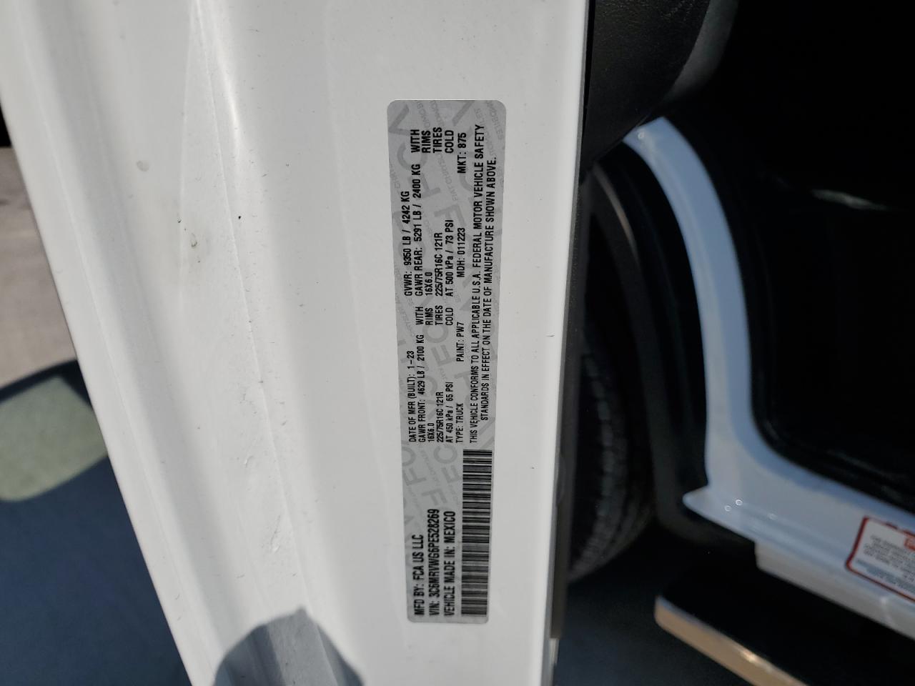 2023 Ram Promaster 3500 3500 Standard VIN: 3C6MRVWG6PE528269 Lot: 75419614