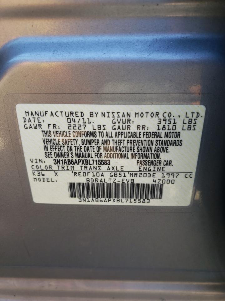 2011 Nissan Sentra 2.0 VIN: 3N1AB6APXBL715583 Lot: 76973124