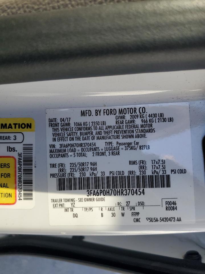 VIN 3FA6P0H70HR370454 2017 FORD FUSION no.12