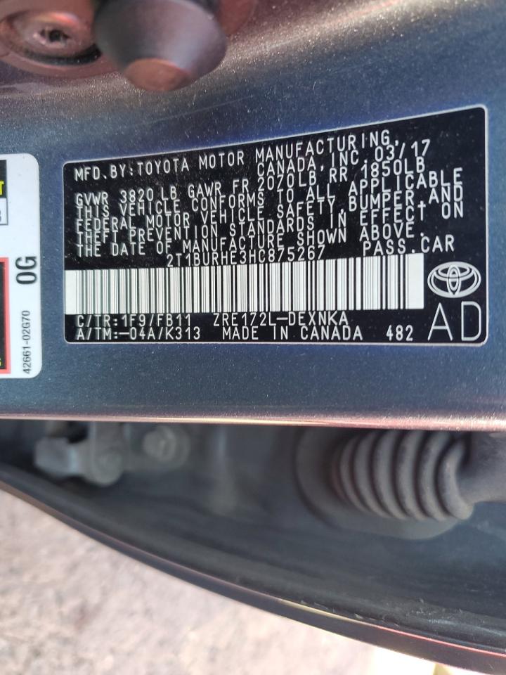 2022 Toyota Corolla L VIN: 2T1BURHE3HC875267 Lot: 75492884