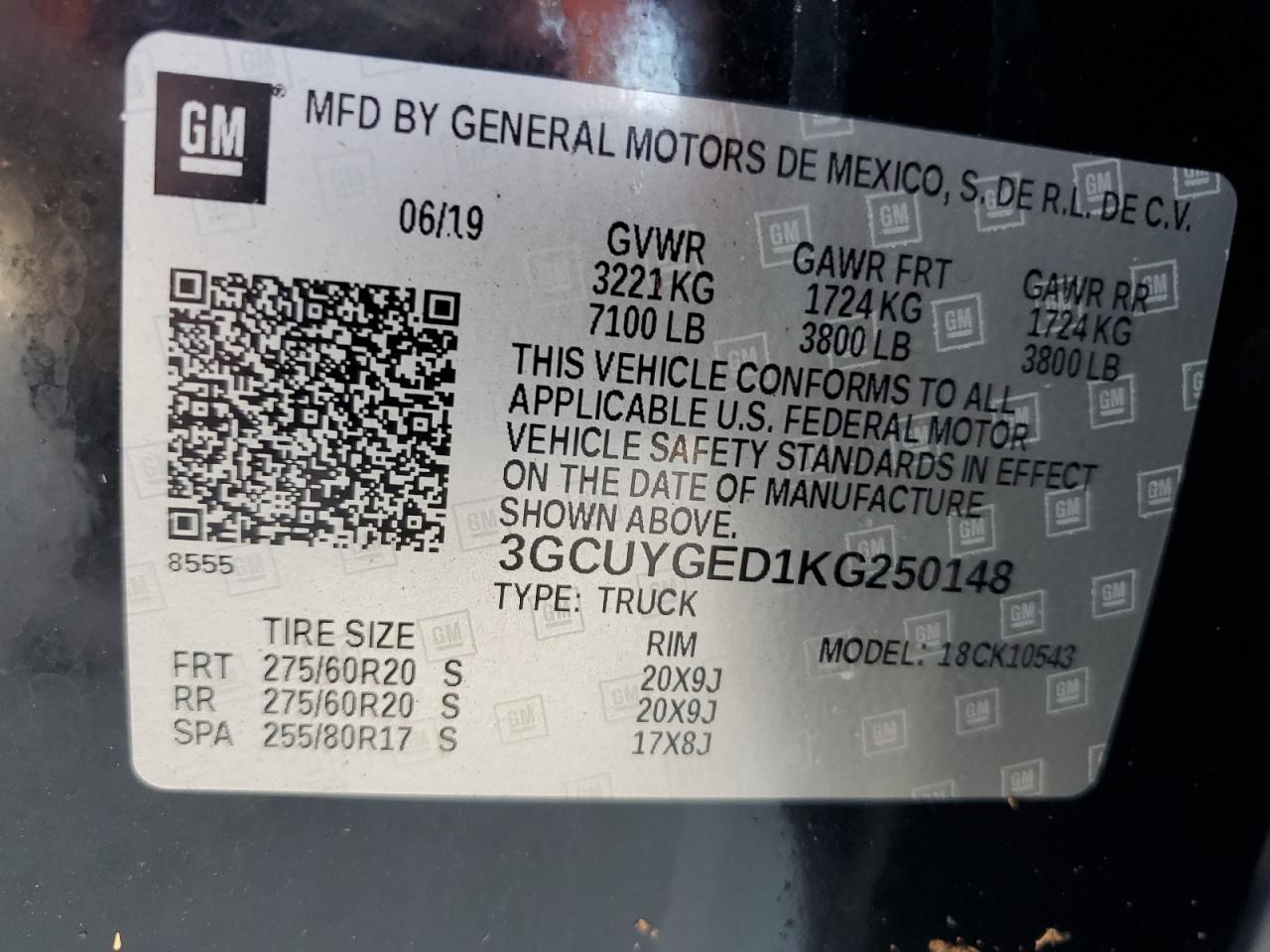 3GCUYGED1KG250148 2019 Chevrolet Silverado K1500 Ltz