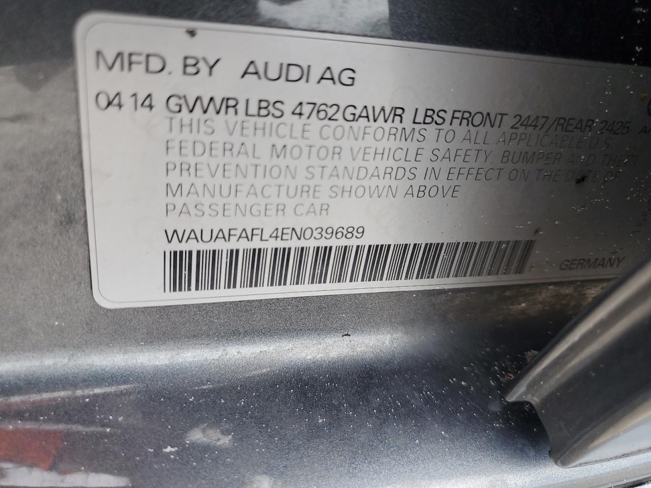 WAUAFAFL4EN039689 2014 Audi A4 Premium