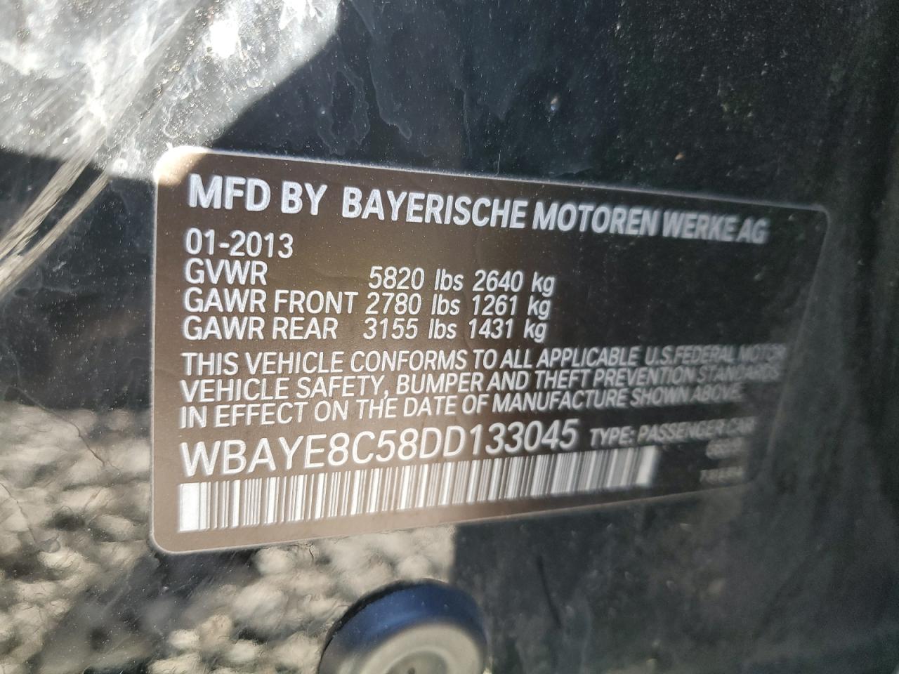 VIN WBAYE8C58DD133045 2013 BMW 7 SERIES no.12