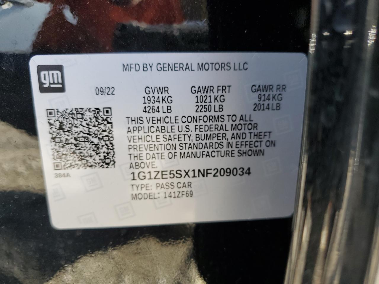 VIN 1G1ZE5SX1NF209034 2022 CHEVROLET MALIBU no.12