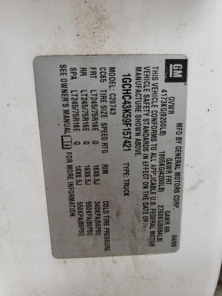 2009 Chevrolet Silverado C2500 Heavy Duty VIN: 1GCHC43K59F157421 Lot: 73585914