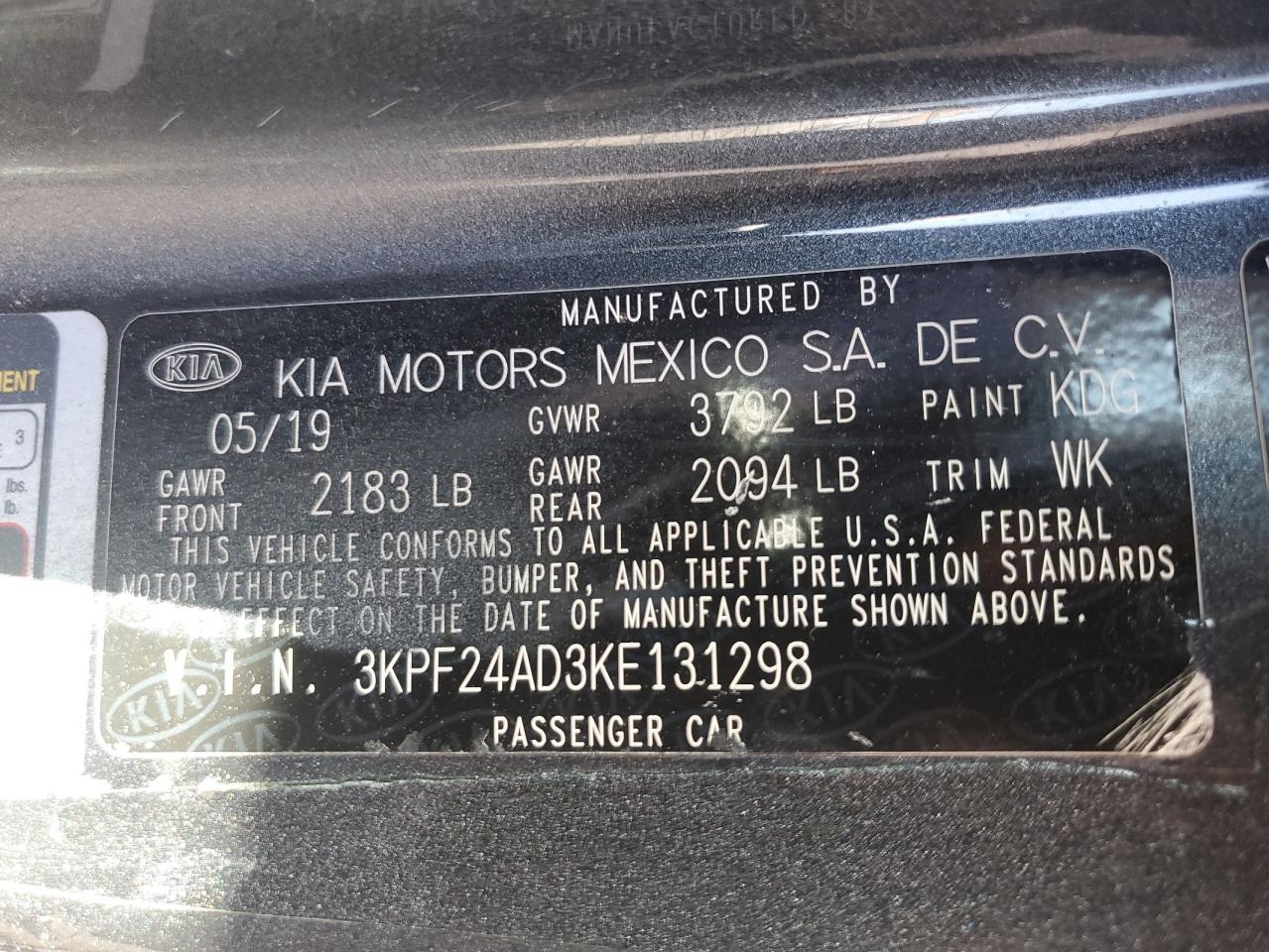 3KPF24AD3KE131298 2019 KIA FORTE - Image 12