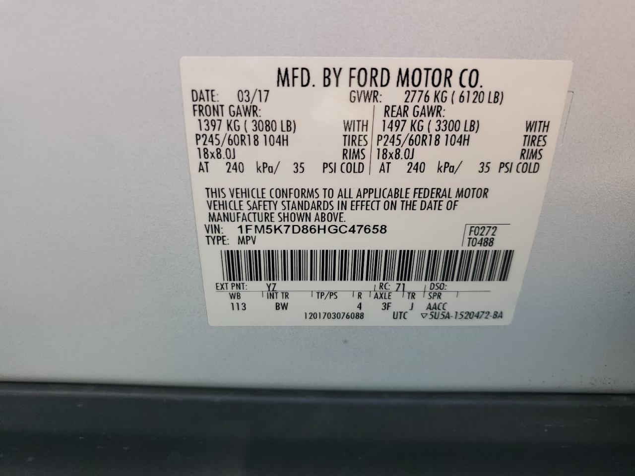 1FM5K7D86HGC47658 2017 FORD EXPLORER - Image 13