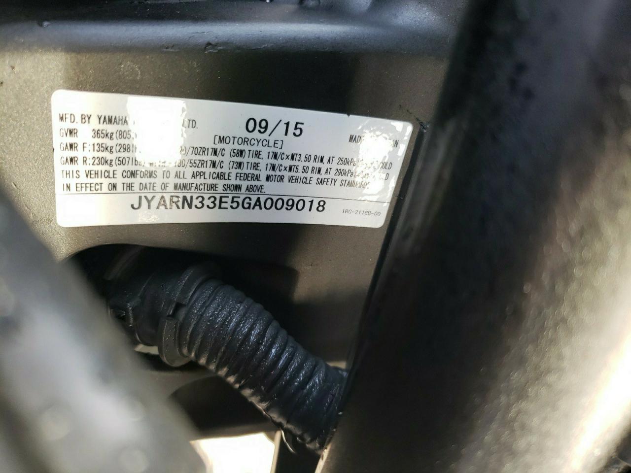 JYARN33E5GA009018 2016 Yamaha Fz09