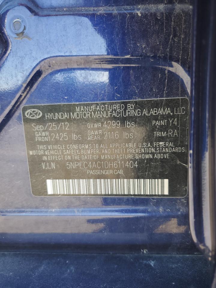 2013 Hyundai Sonata Se VIN: 5NPEC4AC1DH611404 Lot: 75043294