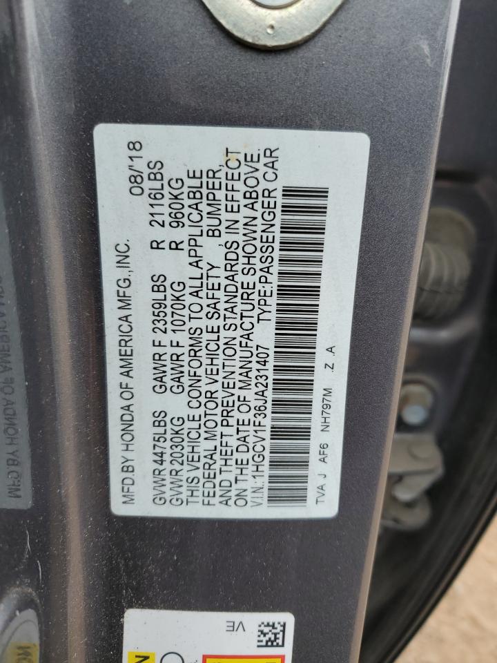 1HGCV1F36JA231407 2018 Honda Accord Sport