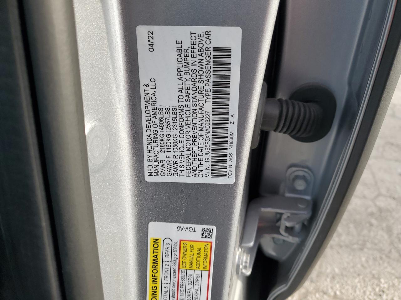 2022 Acura Tlx Tech A VIN: 19UUB5F5XNA003227 Lot: 77649154