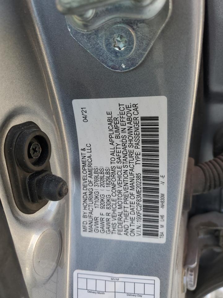 19XFC2F83ME202385 2021 Honda Civic Sport