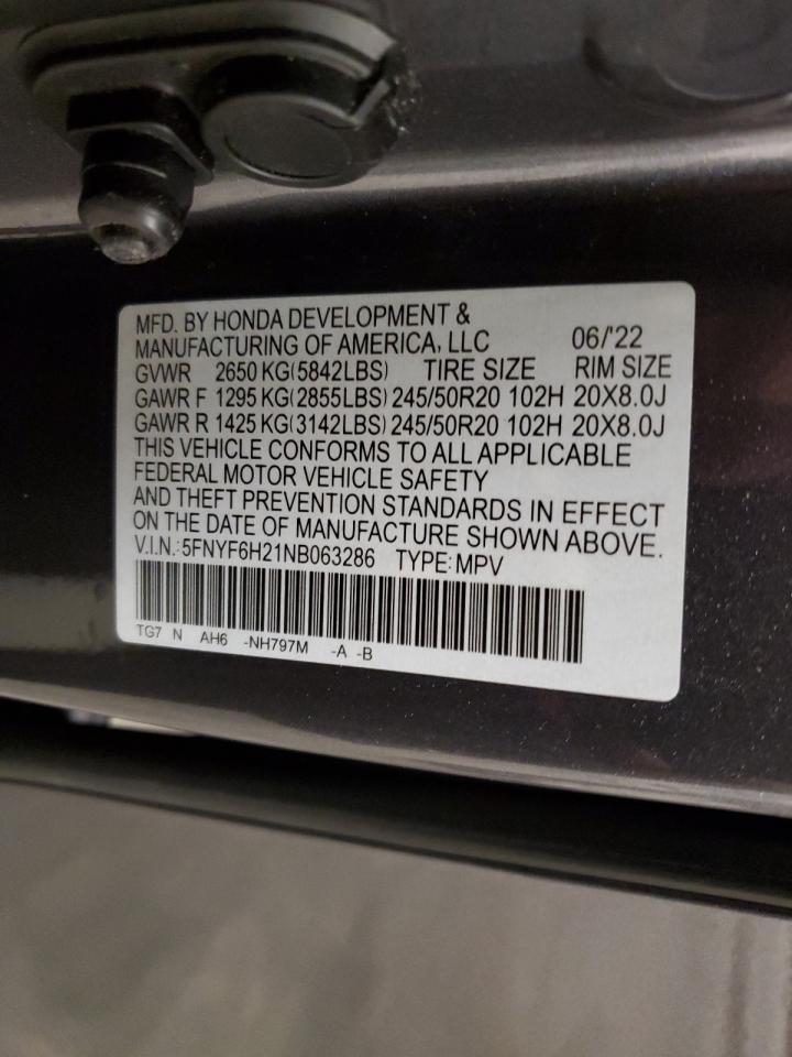 5FNYF6H21NB063286 2022 Honda Pilot Se