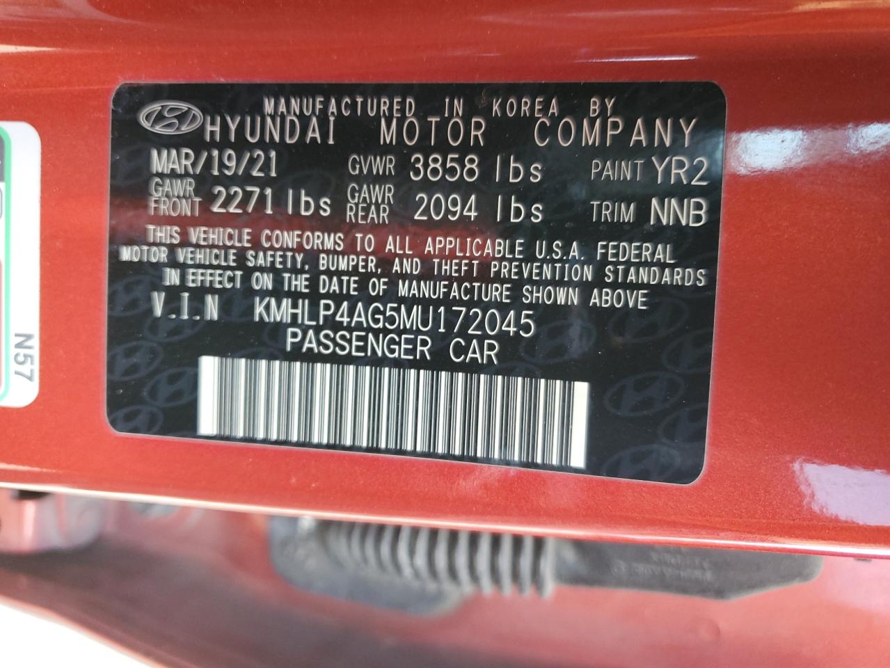 2021 Hyundai Elantra Limited VIN: KMHLP4AG5MU172045 Lot: 73975394