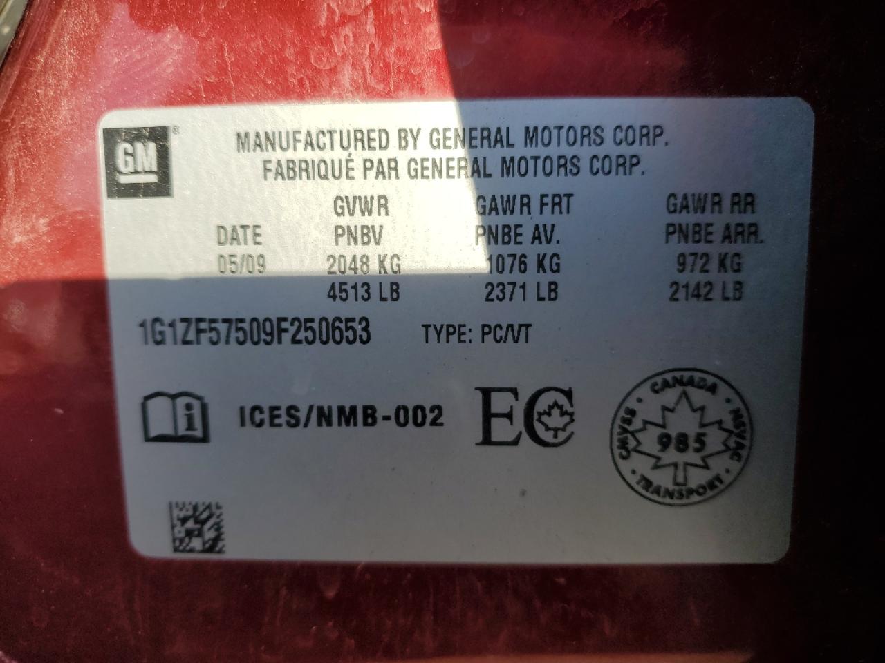 2009 Chevrolet Malibu Hybrid VIN: 1G1ZF57509F250653 Lot: 73246014