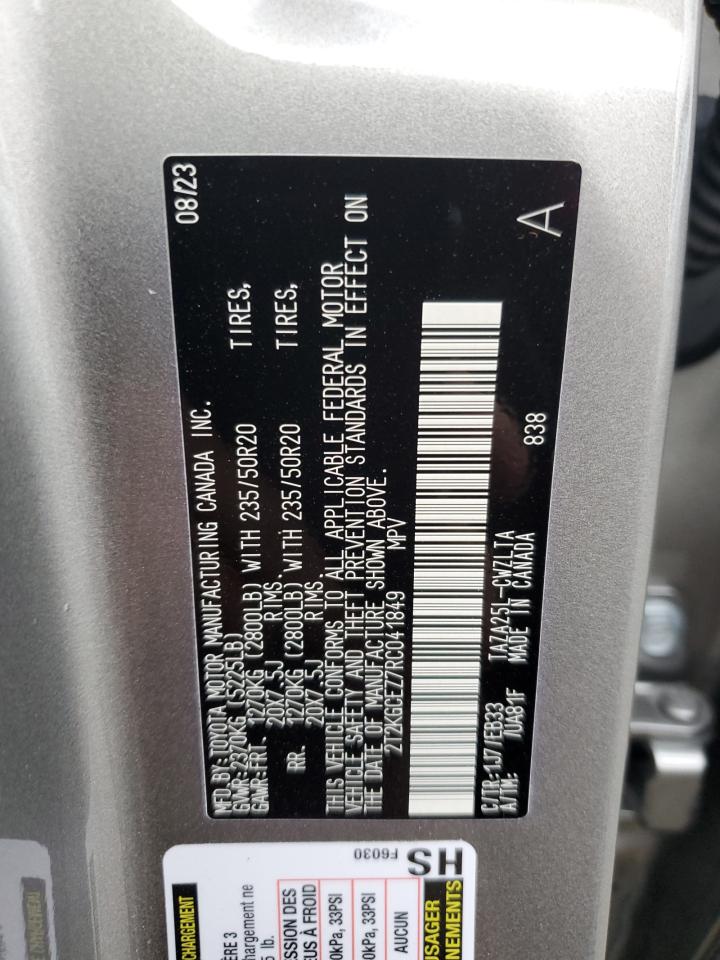 2024 Lexus Nx 350 Luxury VIN: 2T2KGCEZ7RC041849 Lot: 75766024