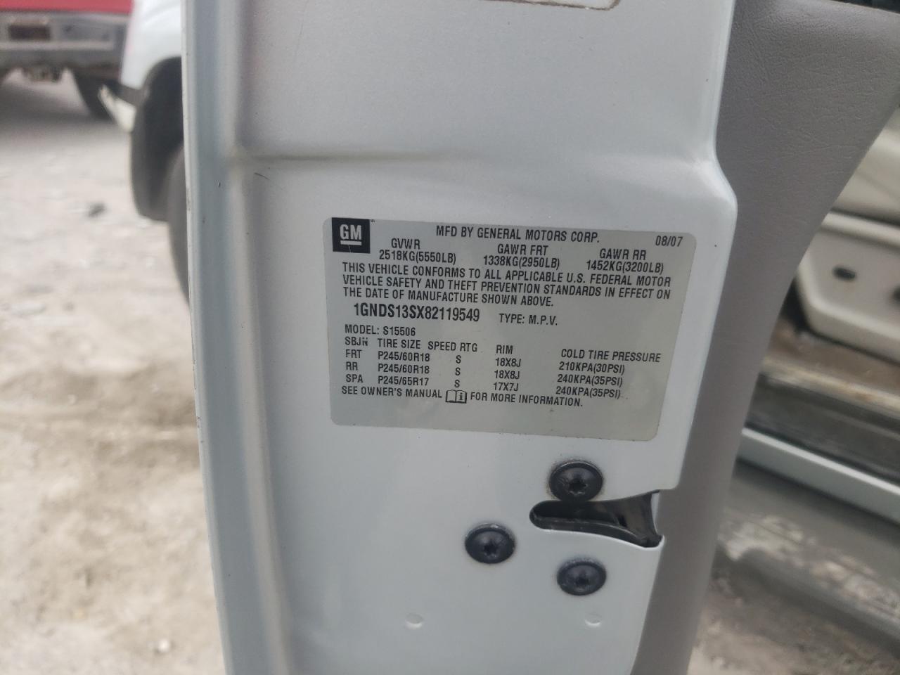 2008 Chevrolet Trailblazer Ls VIN: 1GNDS13SX82119549 Lot: 76241274