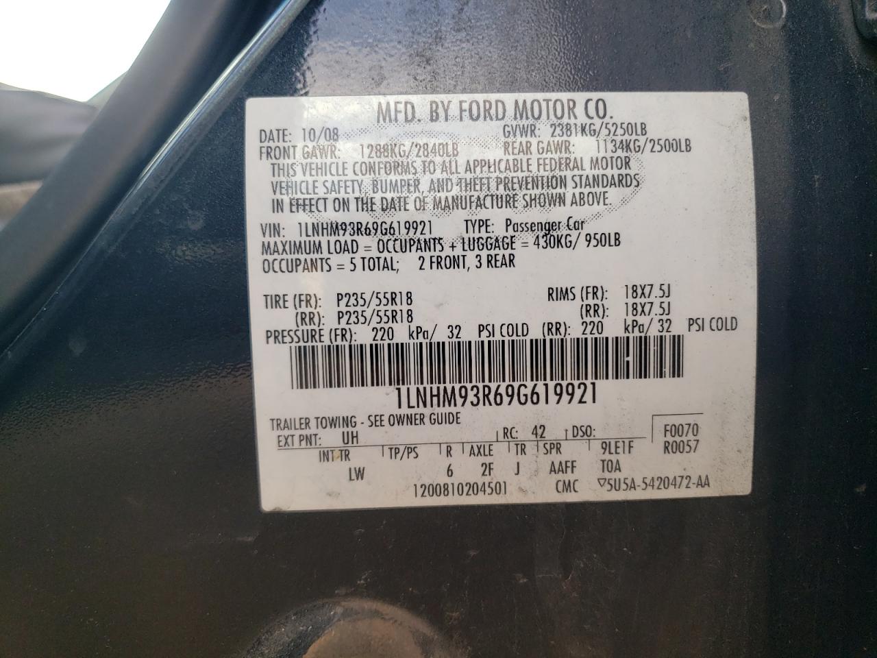 2009 Lincoln Mks VIN: 1LNHM93R69G619921 Lot: 73028044