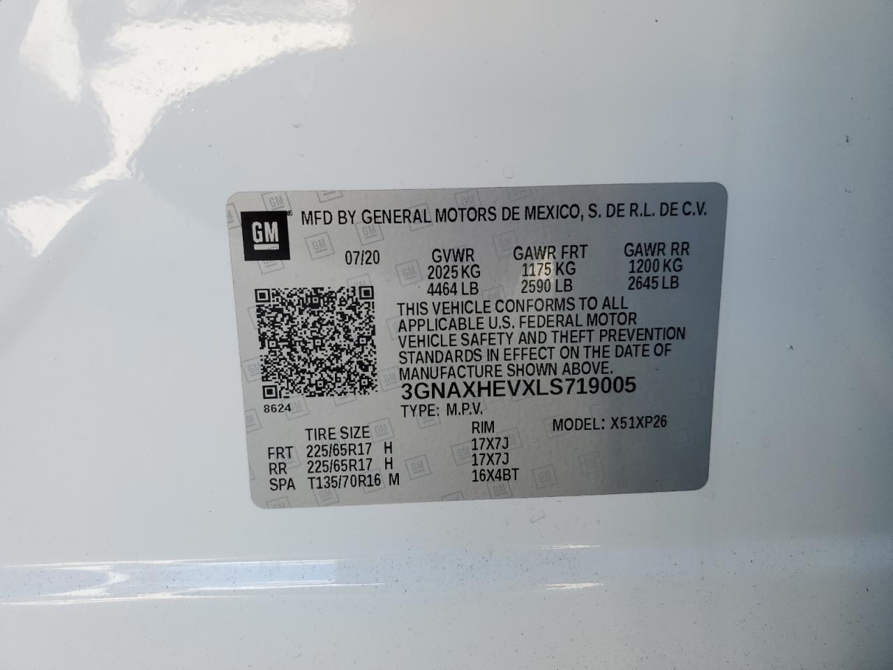 2020 Chevrolet Equinox Ls VIN: 3GNAXHEVXLS719005 Lot: 77896744