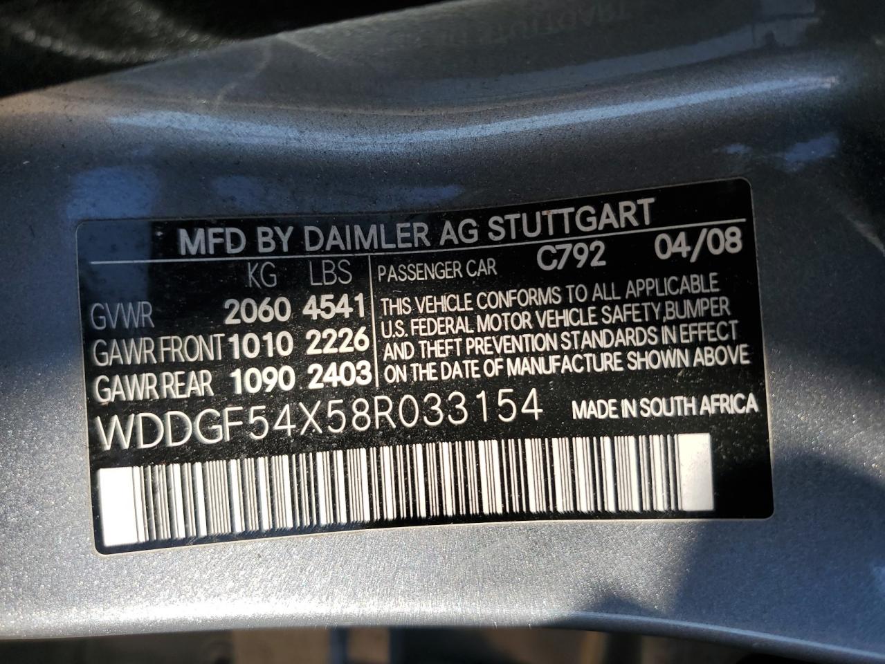 WDDGF54X58R033154 2008 Mercedes-Benz C 300