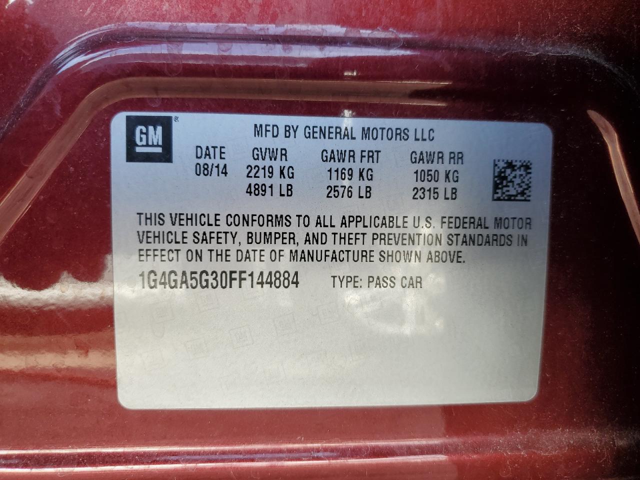 1G4GA5G30FF144884 2015 Buick Lacrosse