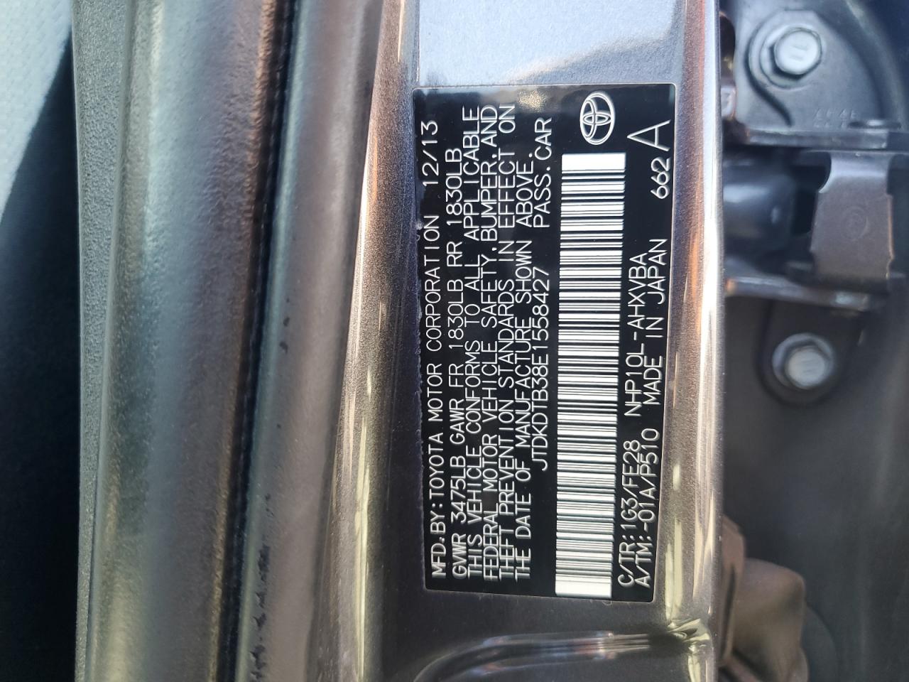 JTDKDTB38E1558427 2014 Toyota Prius C