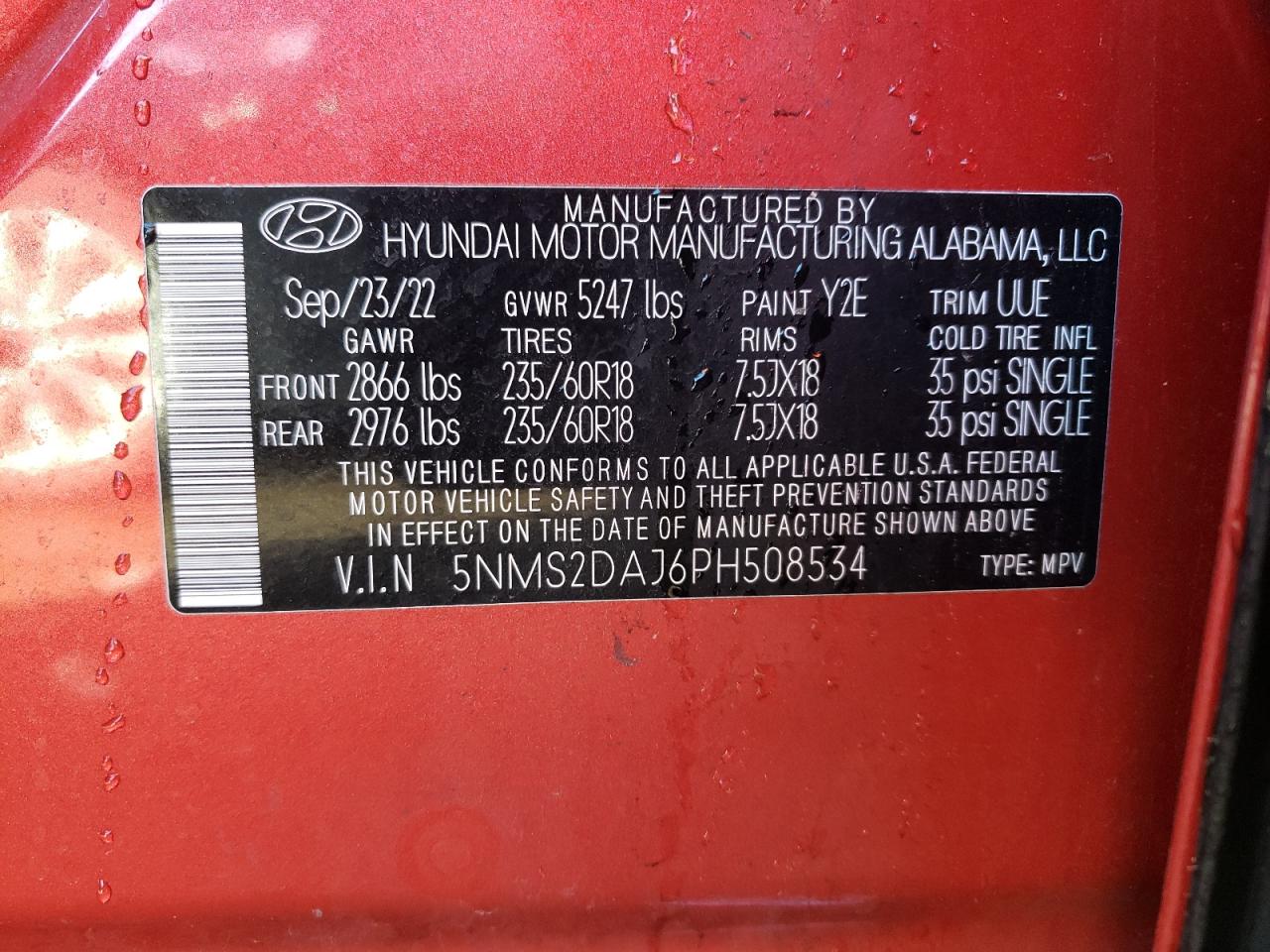 5NMS2DAJ6PH508534 2023 Hyundai Santa Fe Sel