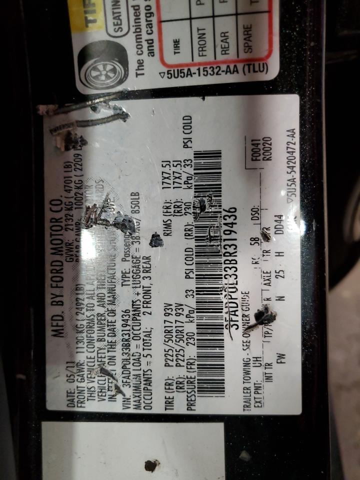 3FADP0L33BR319436 2011 Ford Fusion Hybrid