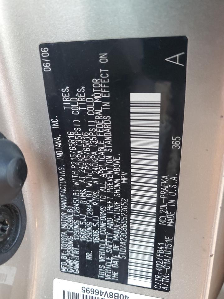 5TDZA23C86S523052 2006 Toyota Sienna Ce