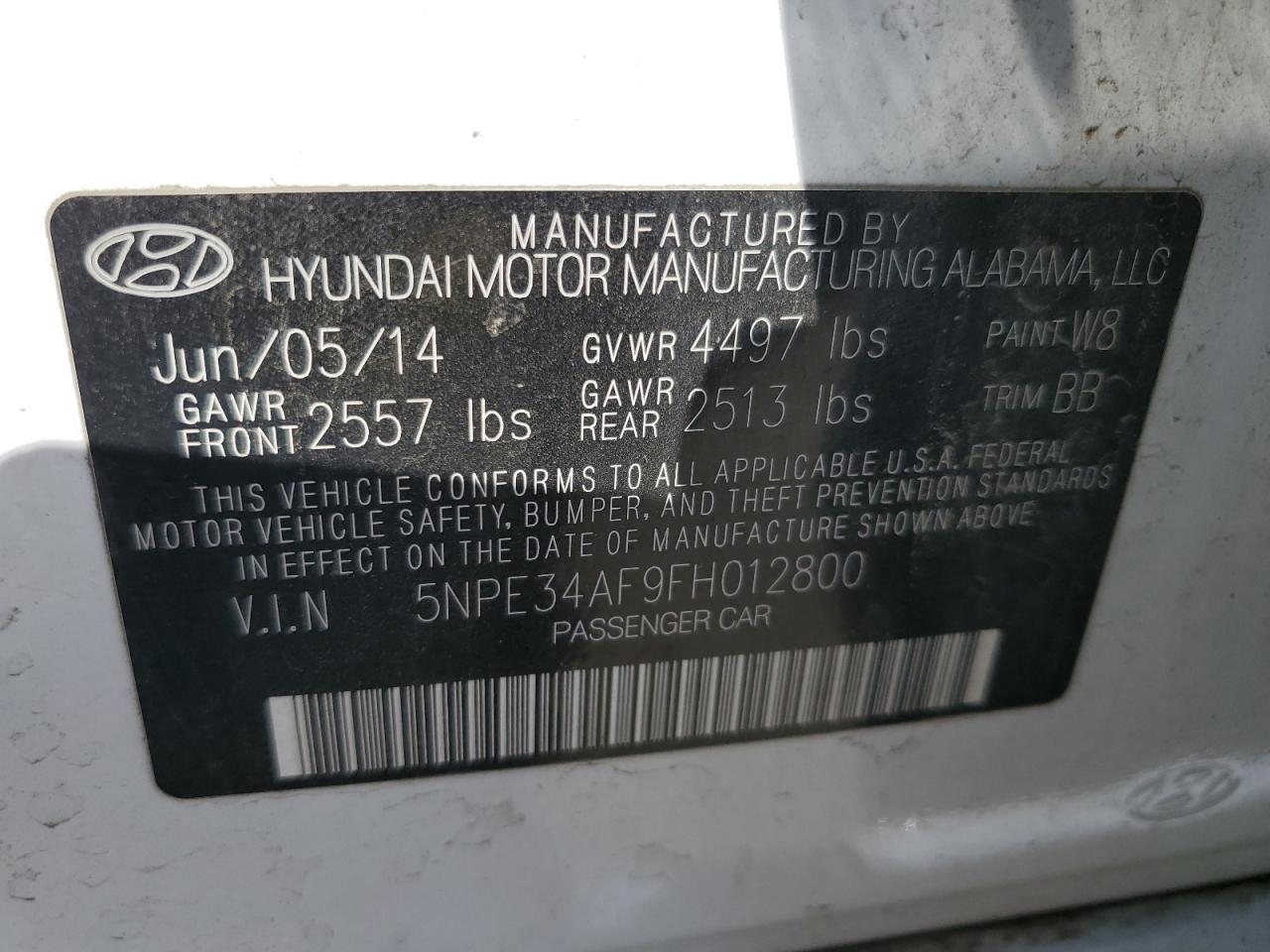 5NPE34AF9FH012800 2015 Hyundai Sonata Sport