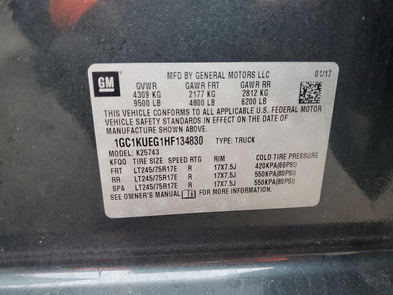 1GC1KUEG1HF134830 2017 Chevrolet Silverado K2500 Heavy Duty