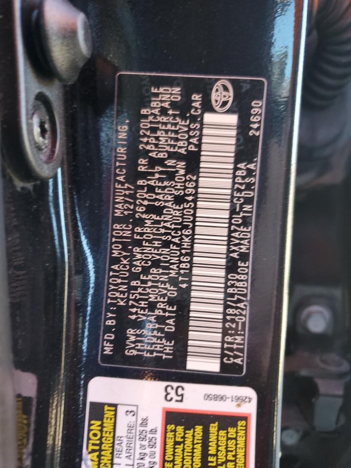 4T1B61HK6JU054962 2018 Toyota Camry Xse