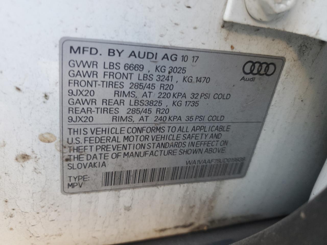 WA1VAAF79JD019938 2018 Audi Q7 Prestige