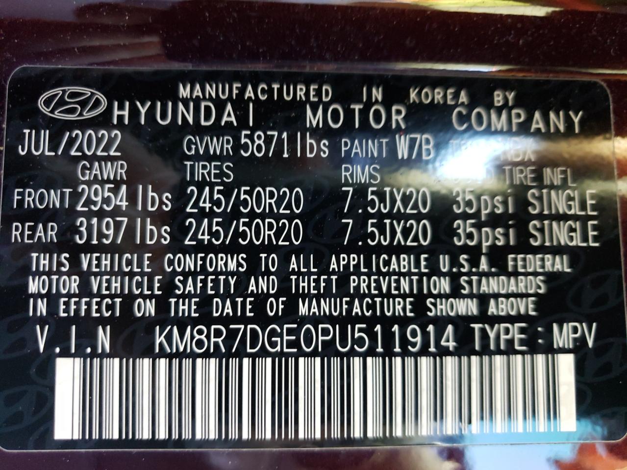 2023 Hyundai Palisade Calligraphy VIN: KM8R7DGE0PU511914 Lot: 76137594