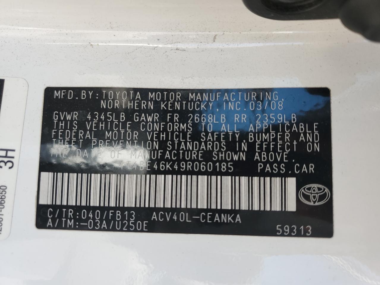 4T4BE46K49R060185 2009 Toyota Camry Base