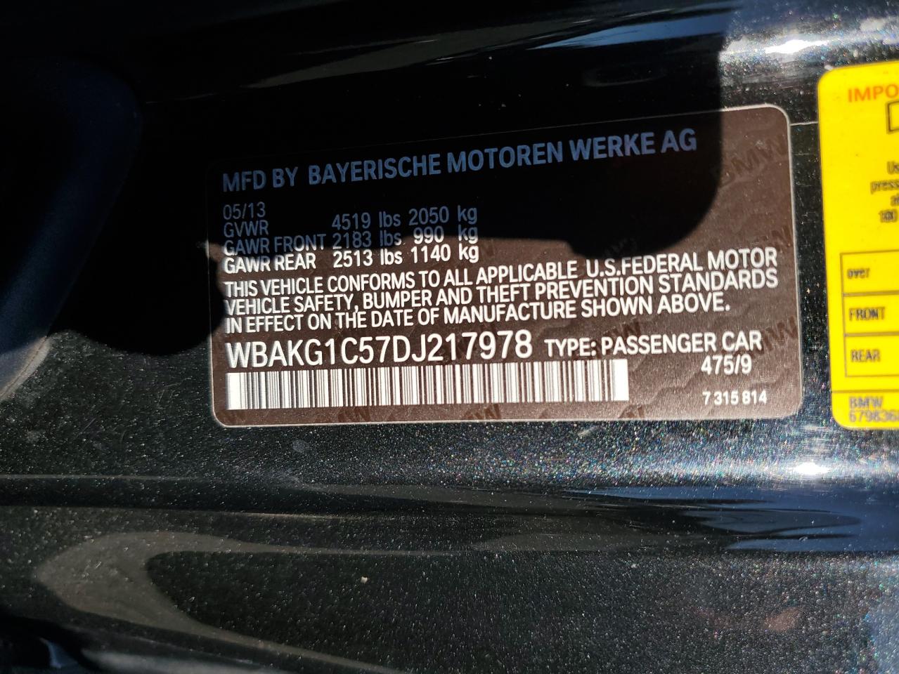 WBAKG1C57DJ217978 2013 BMW 335 I Sulev