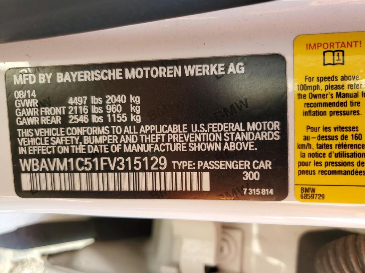 VIN WBAVM1C51FV315129 2015 BMW X1 no.14