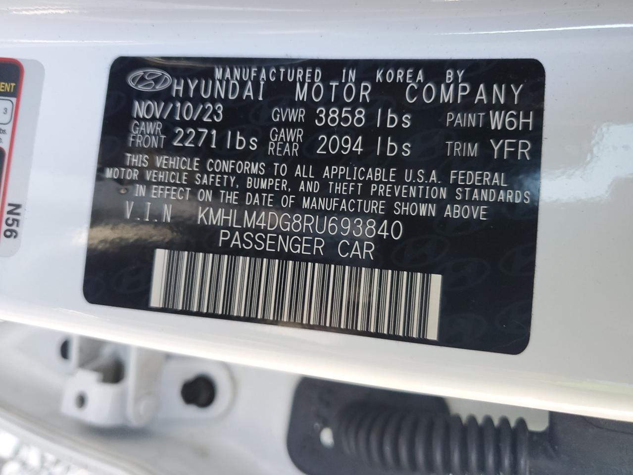 KMHLM4DG8RU693840 2024 Hyundai Elantra Sel